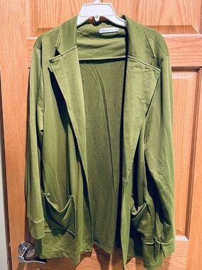 Z Avenue USA Olive Open-Front Blazer Jacket
